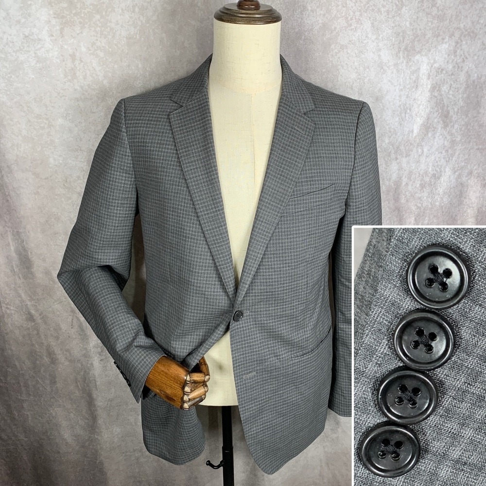 Bonobos Blazer Jacket Men 42R Slim Fit Gray Check Sport Coat Suit
